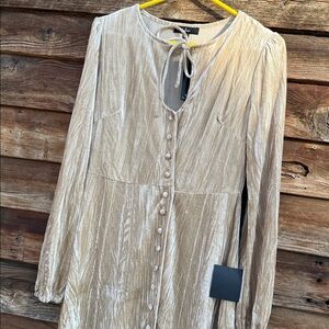 Lulu's Cream Long Sleeve Button-Down Dress